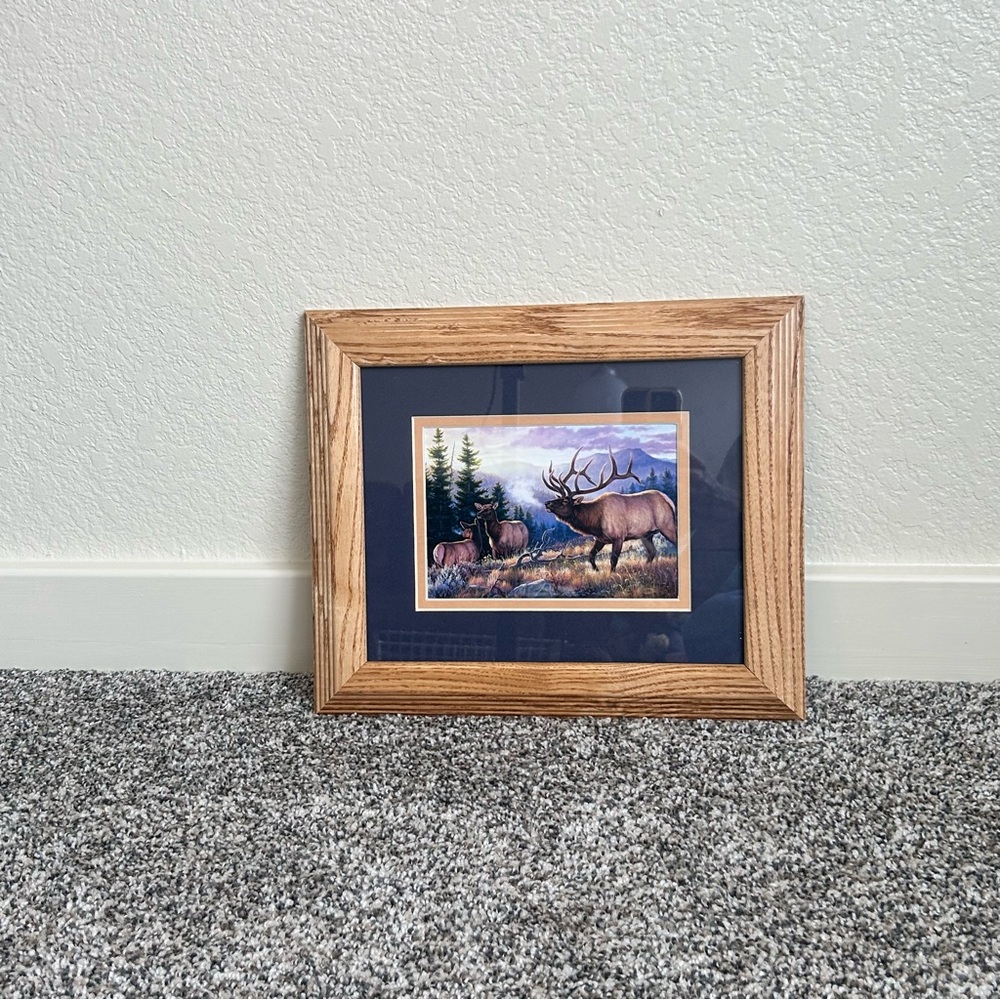 Rustic Lodge Decor - Framed Elk Scene